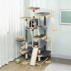 69" Cat Tree, Multi-Level Cat Tower with 2 Condos and 3 Hammocks, 8 Scratching Posts, for Multiple Cats, Dark Gray