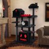 1PC Gothic Cat Tree 49 Inch Tall Cat Tower 6-Tier Cat Activity Center with Coffin Bed