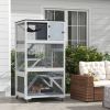 Outdoor Cat Enclosure Catio for Cats with Wheels, Weatherproof Catio with Multi-Level, Hammock for 1-3 cats up to 12lbs, Gray