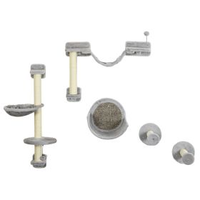 5pc Cat Wall Shelves with Hammock, Perches, Ladder, Scratching Post