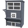 Cat House, Outdoor 3-Tier Kitty Shelter, Weather Resistant, w/ Escape Door