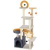 63 Inch Moon and Star Themed Cat Tree with Scratching Post, Hammock, Condo, Bed & Scratching Board, Cat Toys, Beige