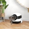 Cat Litter Box with Lid, Covered Litter Box w/High Sides, Two-Way Entrance Kitty Litter Box, Foldable, Easy Clean, White and Black