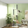 89"-100" Adjustable Floor to Ceiling Cat Tree with Scratching Posts, Hammock, Perches, Toy Balls, White