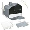 Hooded Cat Litter Box Furniture Gray Particle Catching Drawer Type Pan Scoop Easy Cleaning
