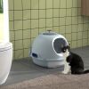 Covered Cat Litter Box with Scoop Enclosed Drawer Blue with Skylight