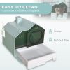 Hooded Cat Litter Box with Mat, Particle Catching, Easy Clean, Light Blue