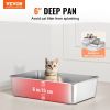 VEVOR Cat Litter Box, 6 inches Deep, XL Extra Large Stainless Steel Cat Litter Box with Scoop, Wide Filtering Foot Board & High Sides