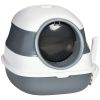Dome Covered Cat Litter Box, Sleek Design with Lid, White and Gray