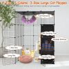 4Tier Cat Playpen Cage Black Iron Indoor Cat House Detachable Kitten House with Storage Shelves Cat Hammock