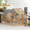 Wooden Catio Outdoor Cat Enclosure, Large Cat House with Waterproof Cover, 2 Condos, 6 Platforms, Bridge, Doors, Yellow