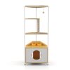 Corner Cat Tower, Cat Tree with Scratching Post, Cat Condo with Feeding Station and Climbing Platforms, Pet Furniture for Indoor Cats