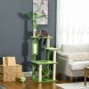 Indoor Cat Tree with Hammock Tower for Cats Cozy Green Cat Furniture