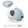 Covered Cat Litter Box with Scoop Enclosed Drawer Blue with Skylight
