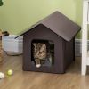Heated Cat Houses for Outdoor and Indoor, Portable Kitty Shelter for Multiple Cats, Brown