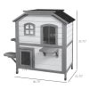 Outdoor 2-Story Cat House Feral Shelter Kitten Condo with Escape Door Asphalt Roof 4 Platforms White