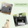 Grey Hidden Litter Box Enclosure Cat Washroom Furniture with Storage Adjustable Divider Indoor Pet House Side Table