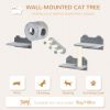 4 Pcs Cat Wall Furniture Set in Gray for Climbing Resting and Playing