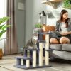4 Levels Cat Steps with Scratching Posts for High Bed, Sofa, Gray