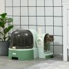 Cat Litter Box Easy to Clean Open with Scoop, Green