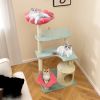 49 Inch Tall Multi-Level Aesthetic Floral Kitten Tower with Flower-Shaped Plush Padded Perch