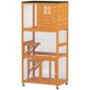 74" Wooden Outdoor Cat House Catio Outdoor Cat Enclosure, Orange