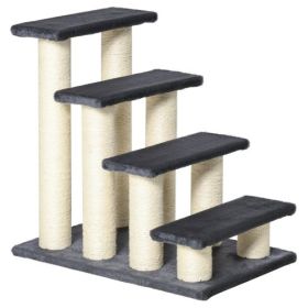 PawHut Cat Tree With 4 Steps For High Beds Couch, Cute Stair Shaped Cat Tree For Indoor Cats Or Dogs W Sisal Scratching Post, Climbing, Playing, (Option: Gray)