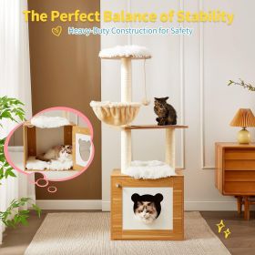 Solid Wood Cat Tree And Tower With Litter Box, Cat Scratching Board And Hammock For Indoor Large Cats (Option: Litter Box Enclosure)