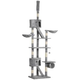 Floor Standing Cat Tree 94.5-10.25 Inch Height Adjustable Cat Climbing Tower, Apartment Hammock (Color: Grey)